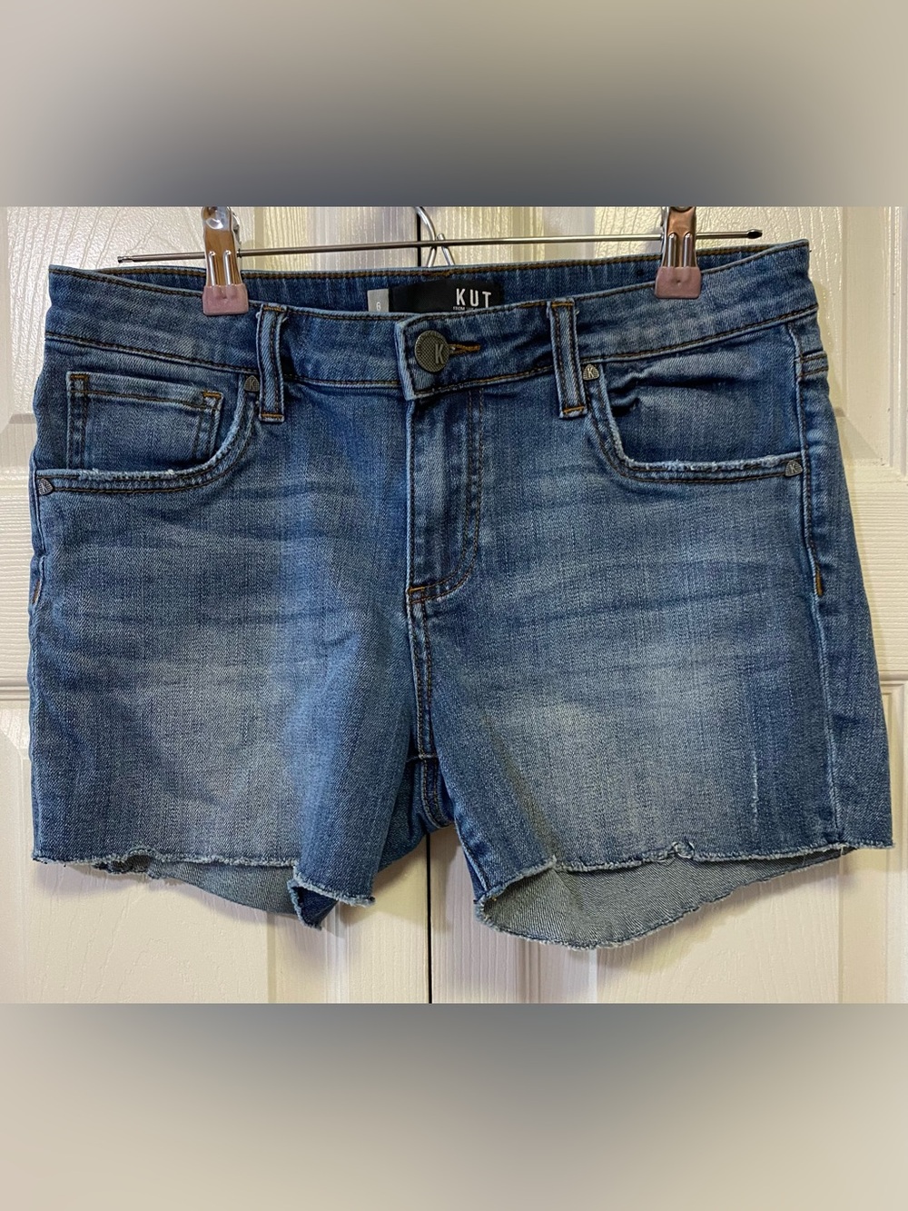 Kut from the Kloth Blue Denim Shorts with Brass Button